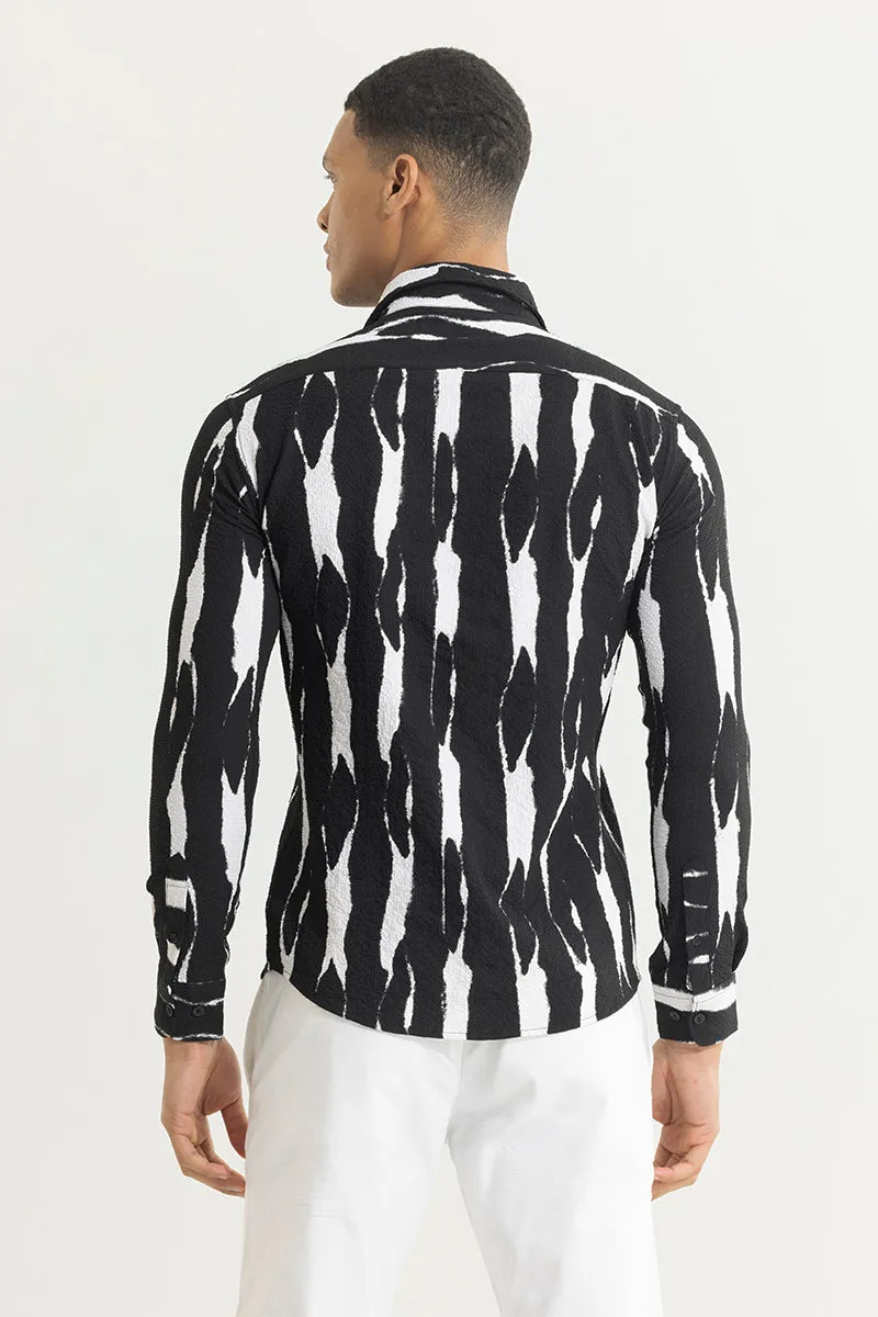 Submerged Stripe Black Seersucker Shirt