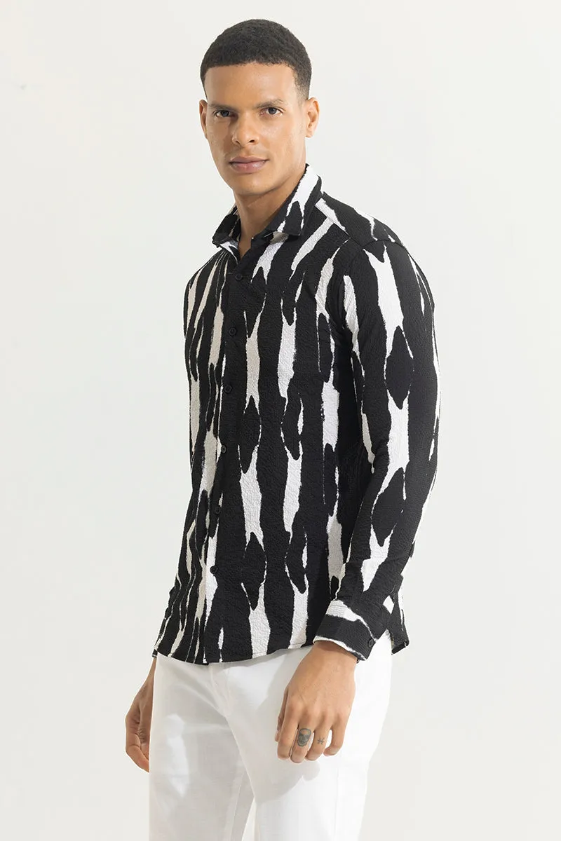 Submerged Stripe Black Seersucker Shirt