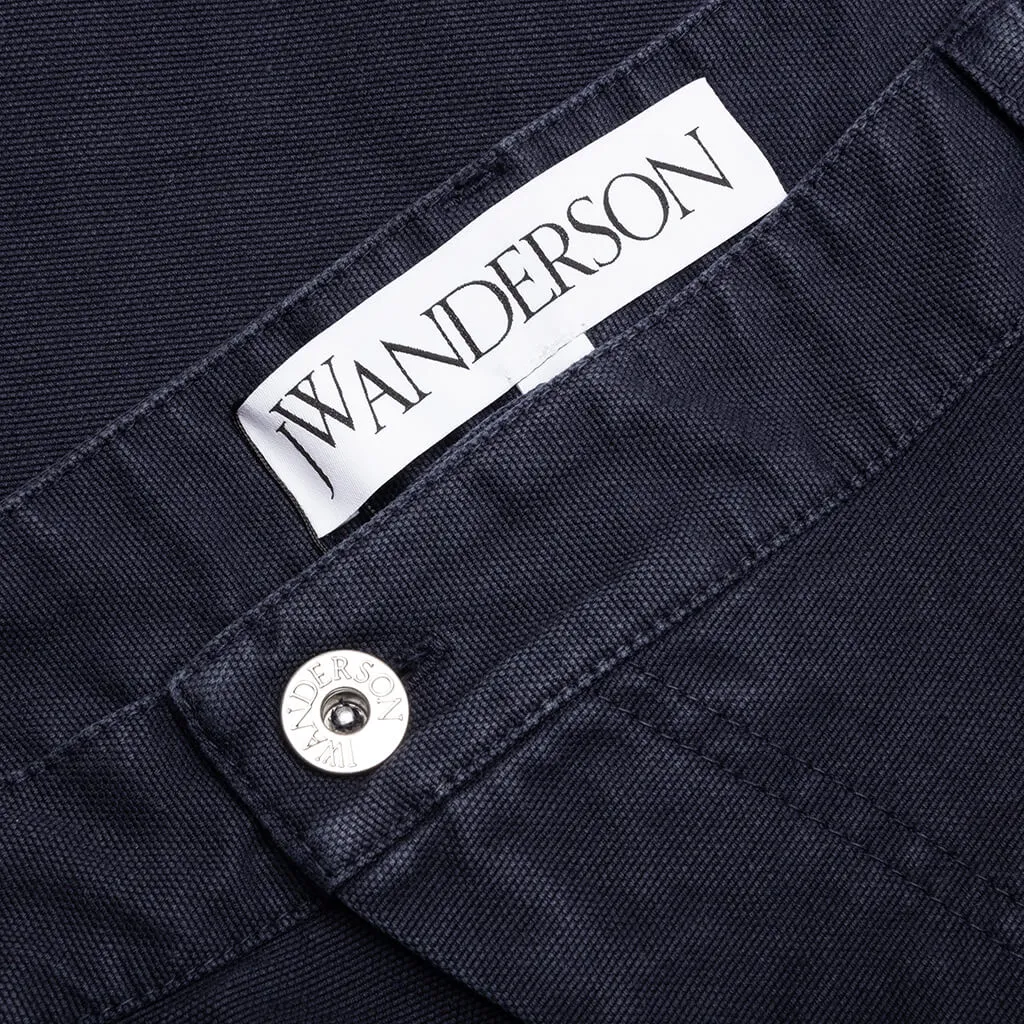 Twisted Cotton Bermuda Shorts - Navy