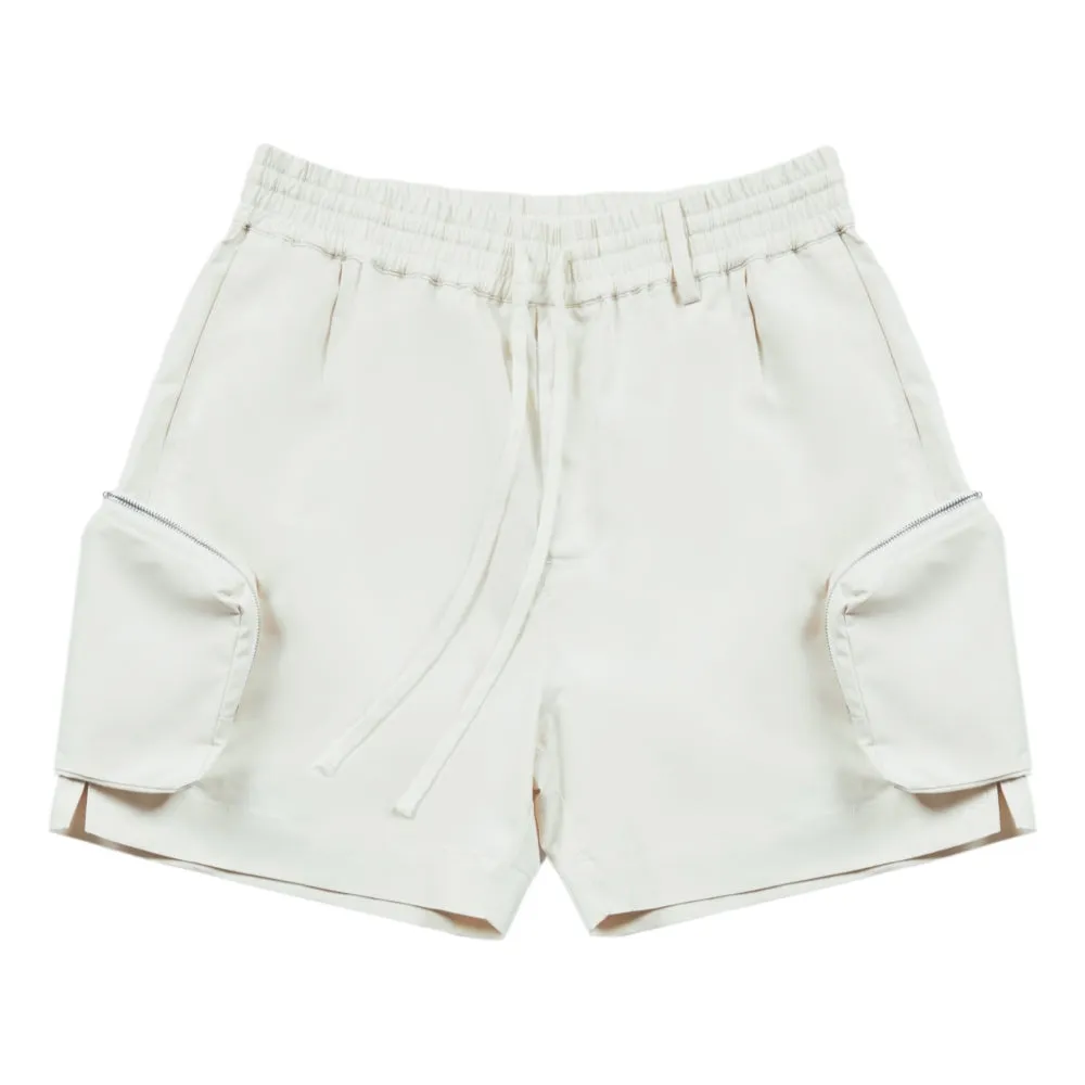 UNTITLED 002 NYLON CARGO SHORTS-CREAM WHITE