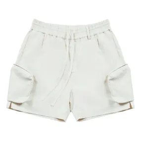 UNTITLED 002 NYLON CARGO SHORTS-CREAM WHITE