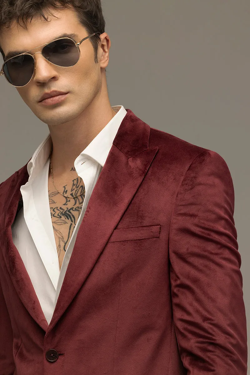 Velvet Verve Maroon Blazer