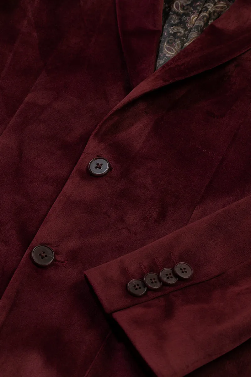 Velvet Verve Maroon Blazer