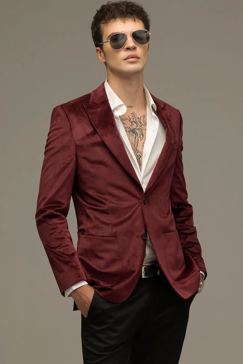 Velvet Verve Maroon Blazer